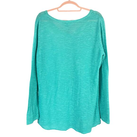 EILEEN FISHER Organic Linen & Cotton V-Neck Slub Tunic Sweater Sea Breeze Sz 1X - Picture 6 of 8
